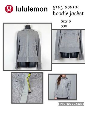 lululemon gray full-zip hooded athletic jacket